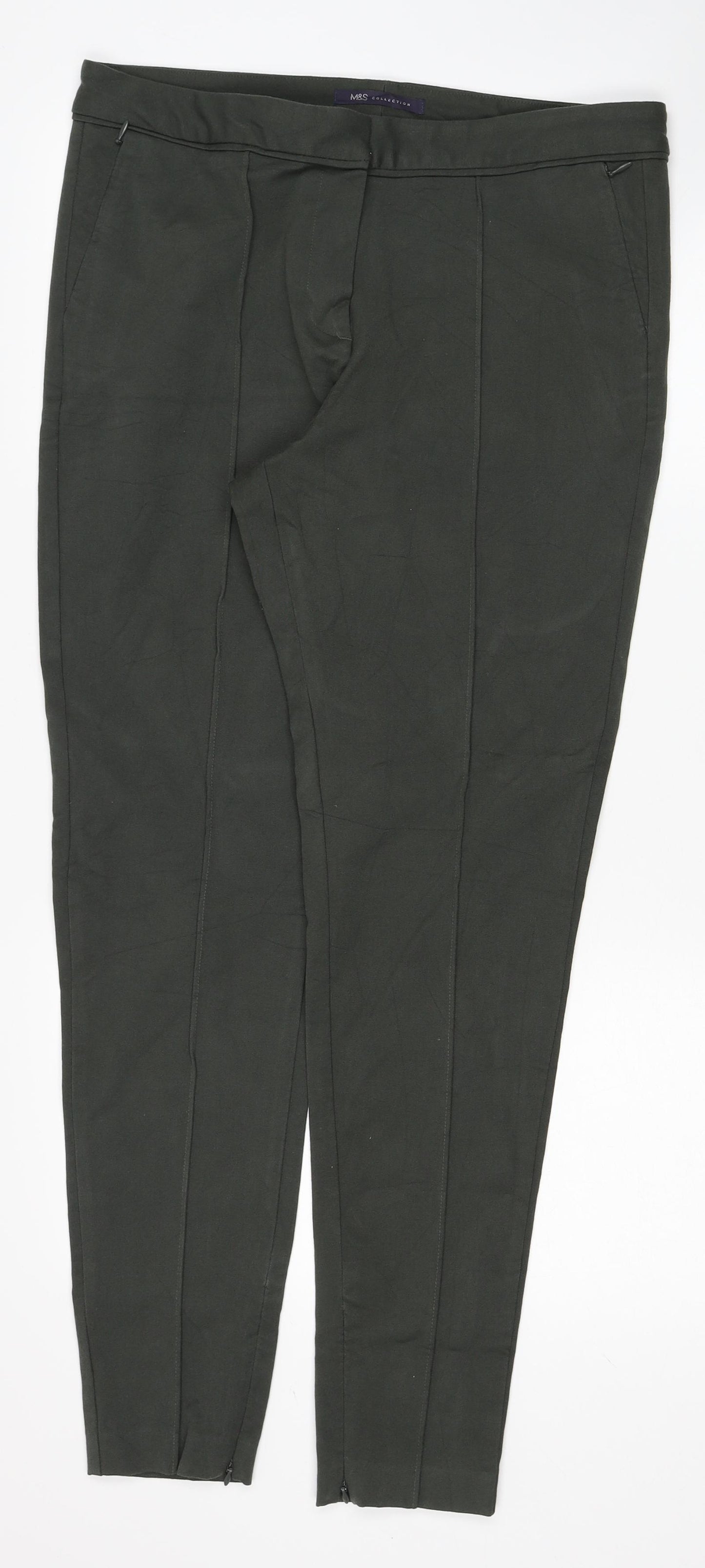 Marks and Spencer Womens Green Viscose Jegging Jeans Size 14 L30 in Regular Zip