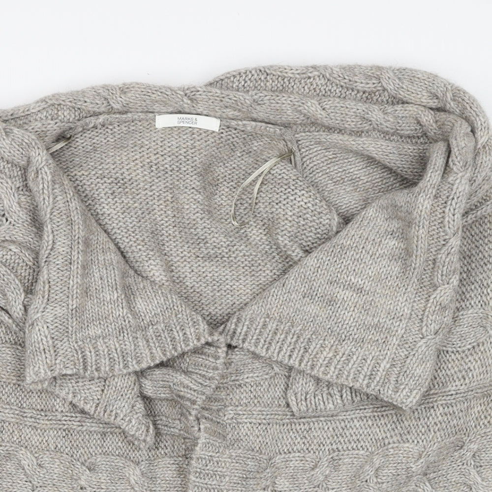 Marks and Spencer Womens Brown Roll Neck Acrylic Cardigan Jumper Size 16
