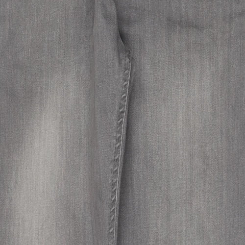 Denim & Co. Womens Grey Cotton Straight Jeans Size 32 in L32 in Regular Button