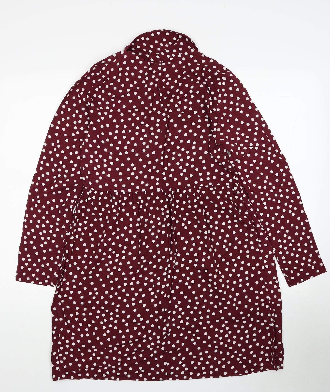 Primark Womens Red Polka Dot Viscose Shirt Dress Size 4 Collared Pullover