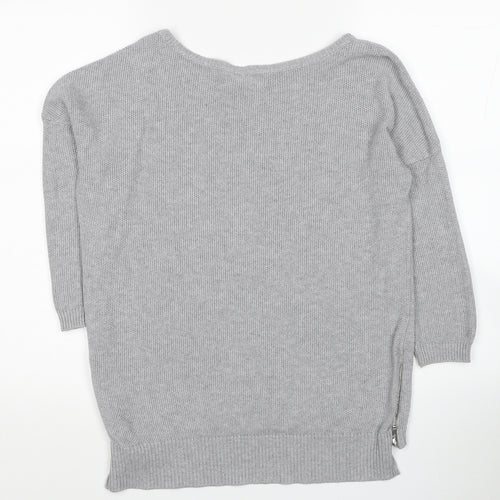 Mohito Womens Grey Boat Neck Acrylic Pullover Jumper Size M