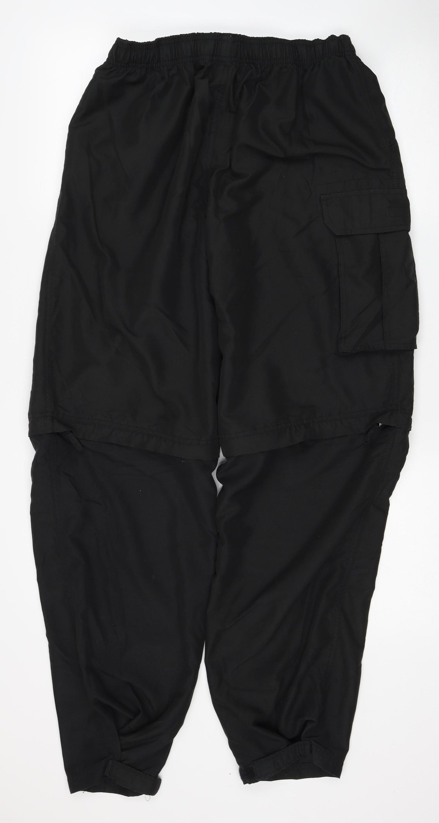 Preworn Mens Black Polyester Windbreaker Trousers Size M L32 in Regular
