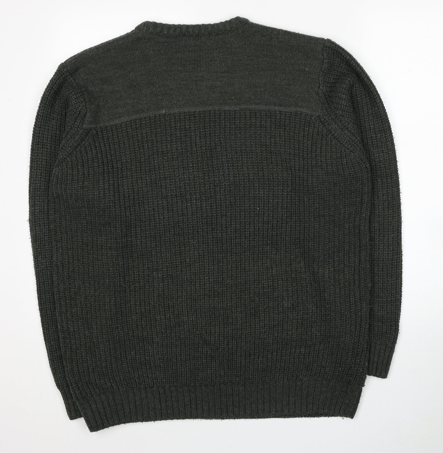 James Pringle Mens Green Round Neck Acrylic Pullover Jumper Size L