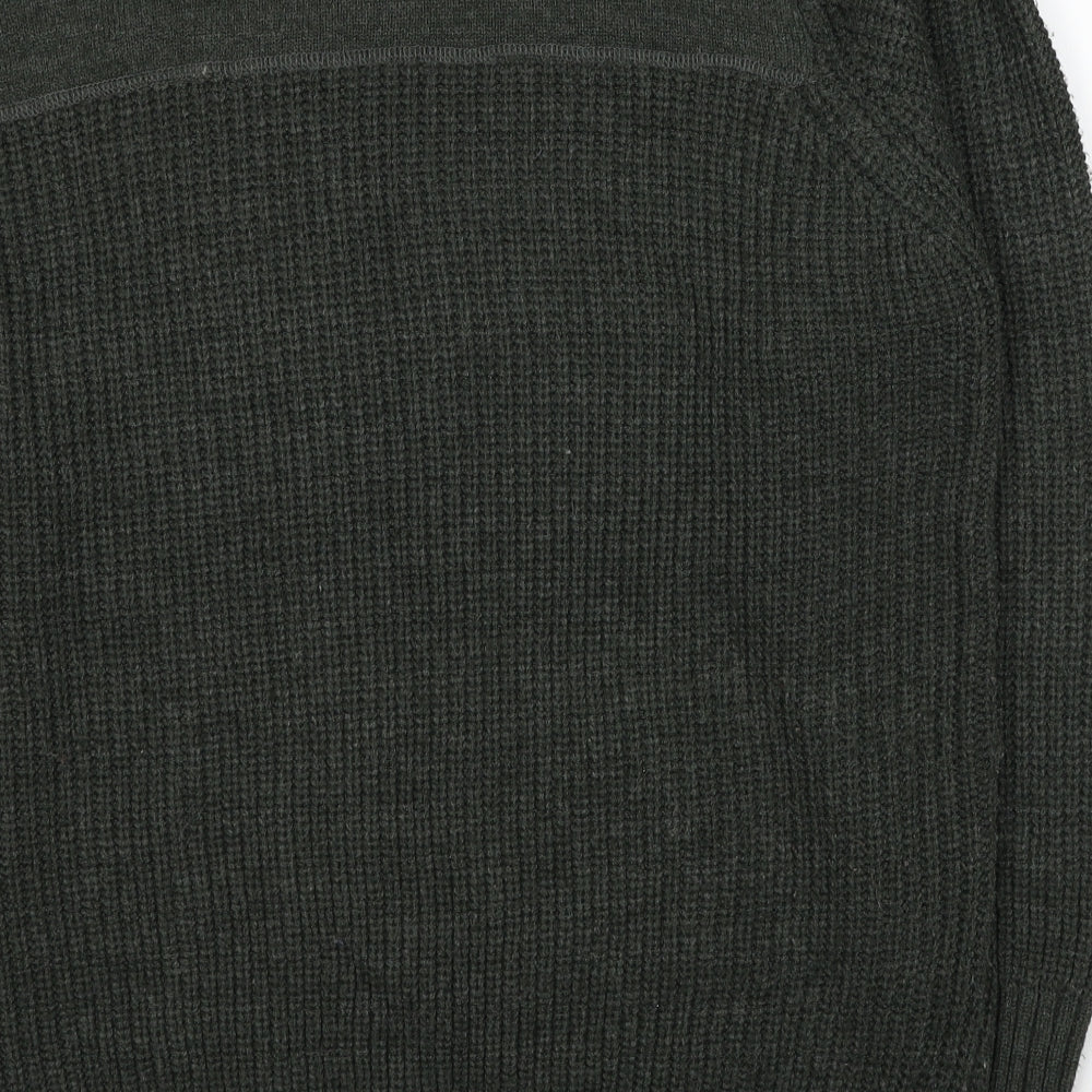 James Pringle Mens Green Round Neck Acrylic Pullover Jumper Size L