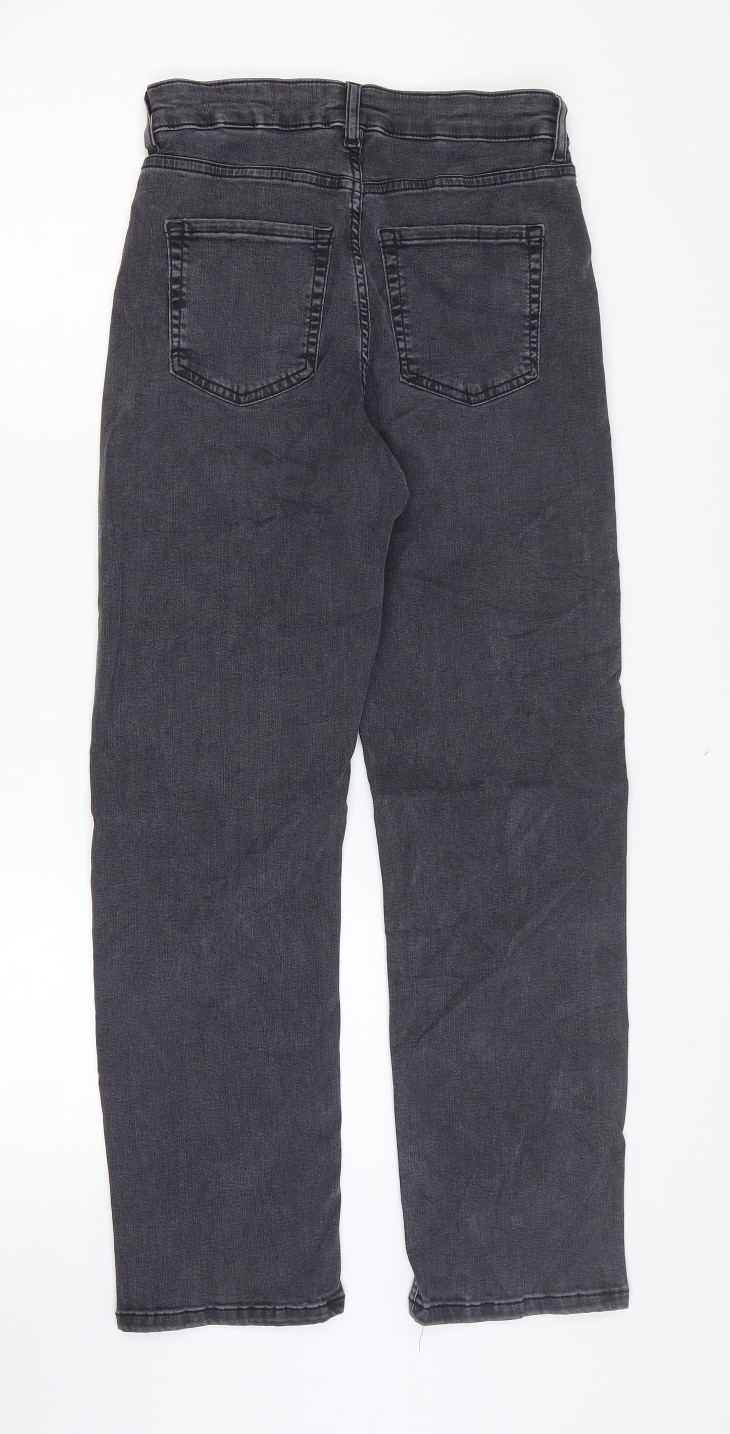 Marks and Spencer Womens Grey Cotton Straight Jeans Size 8 L27 in Regular Zip
