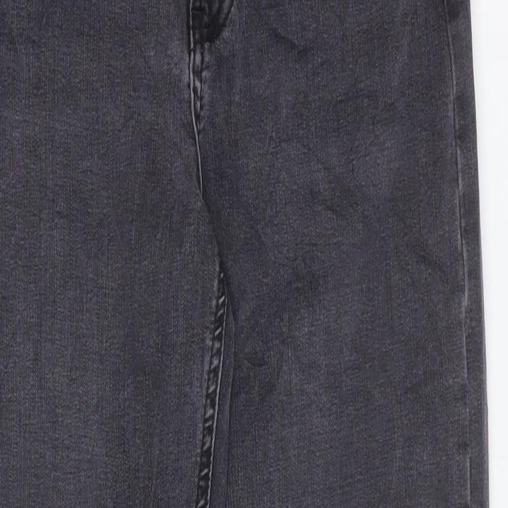 Marks and Spencer Womens Grey Cotton Straight Jeans Size 8 L27 in Regular Zip