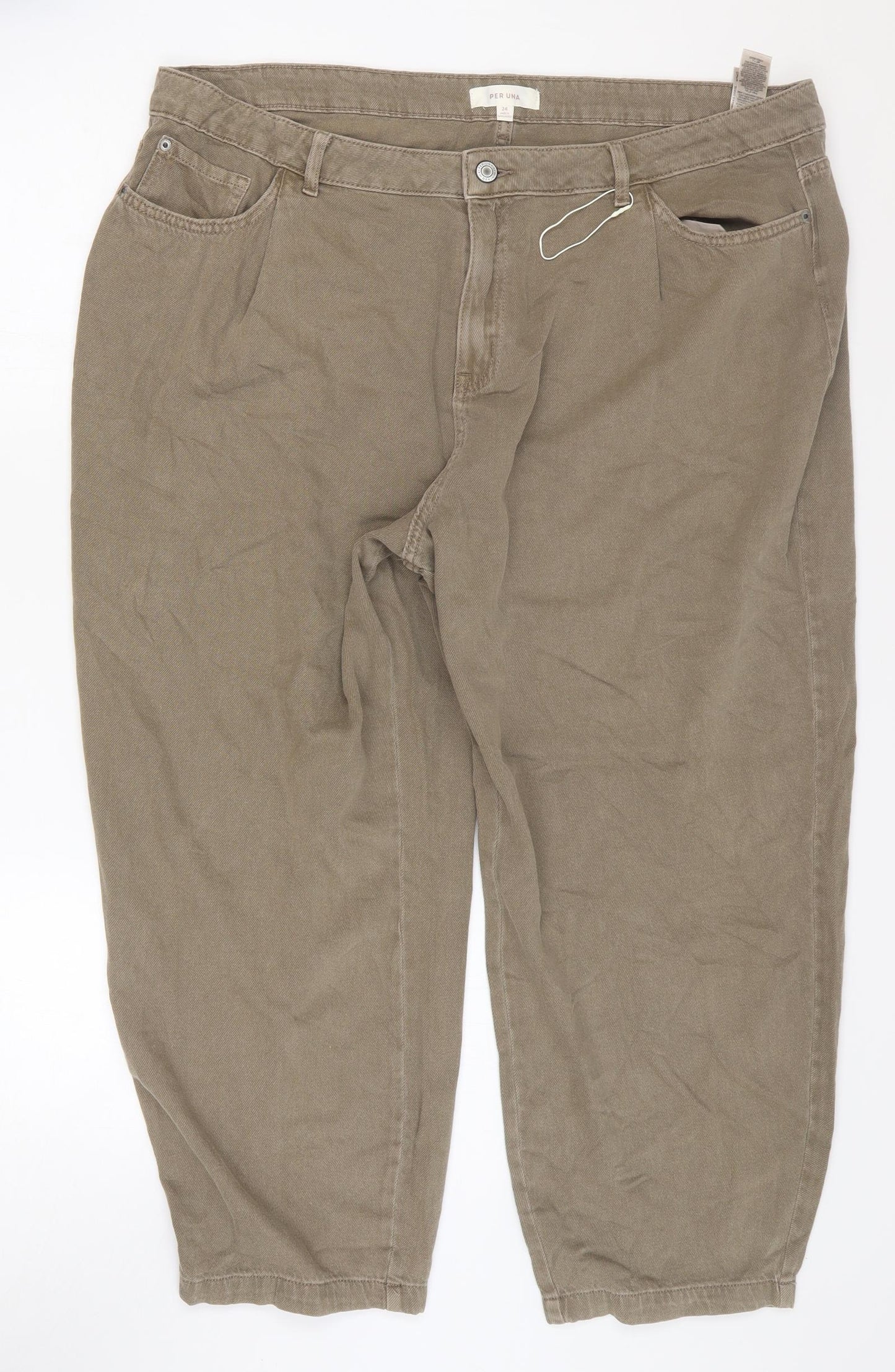 Marks and Spencer Womens Brown Cotton Cropped Jeans Size 24 L25 in Regular Zip