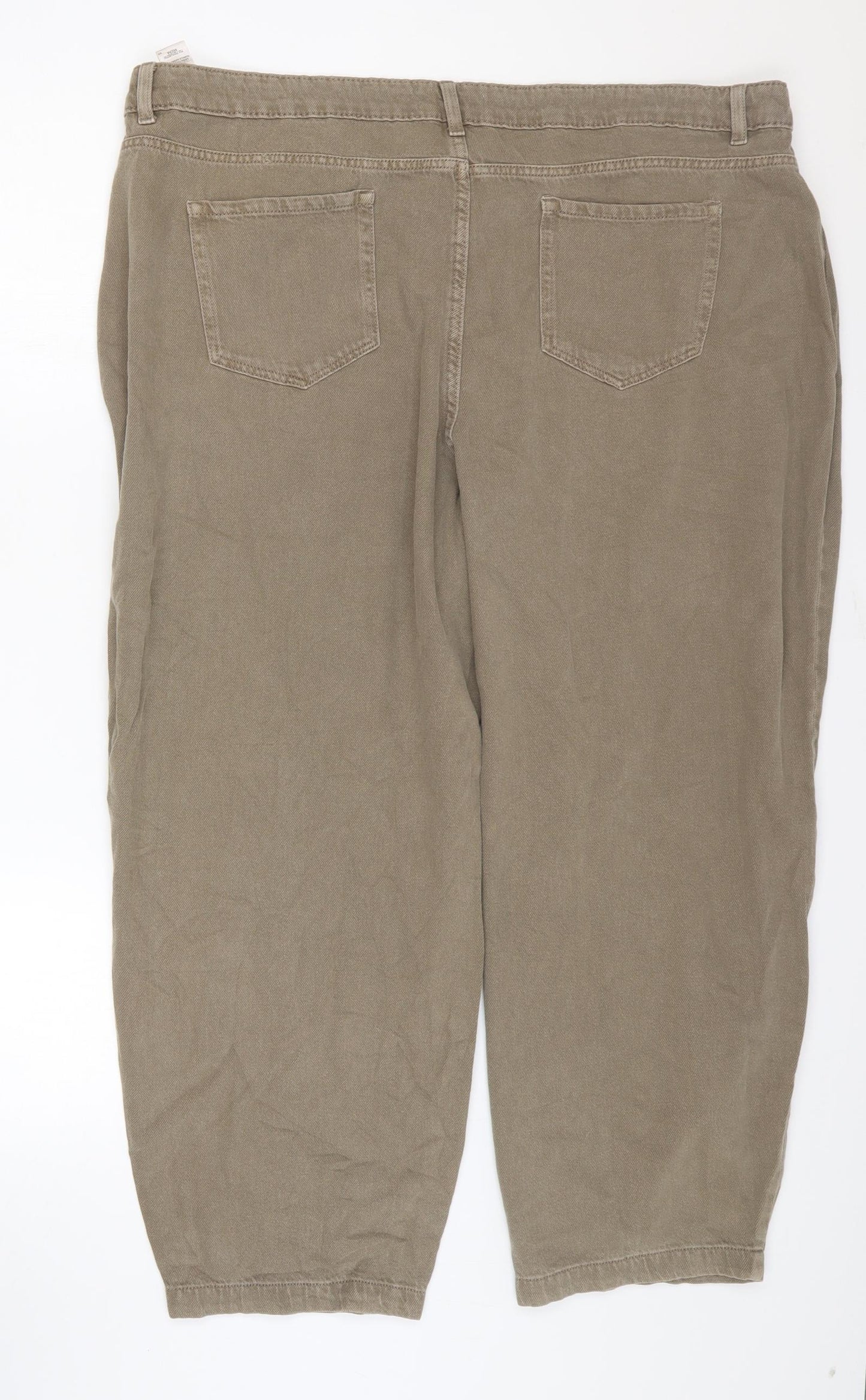 Marks and Spencer Womens Brown Cotton Cropped Jeans Size 24 L25 in Regular Zip
