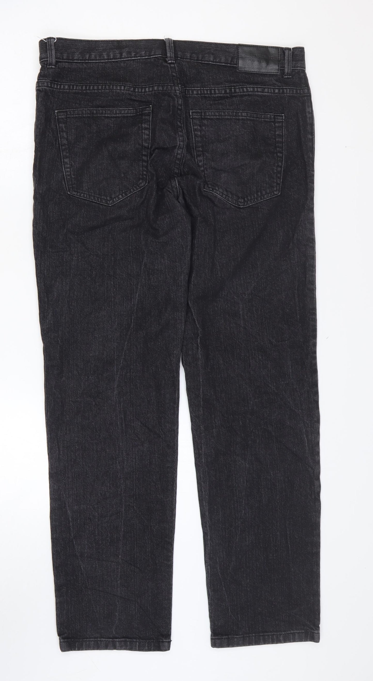 TU Mens Black Cotton Straight Jeans Size 36 in L32 in Regular Zip
