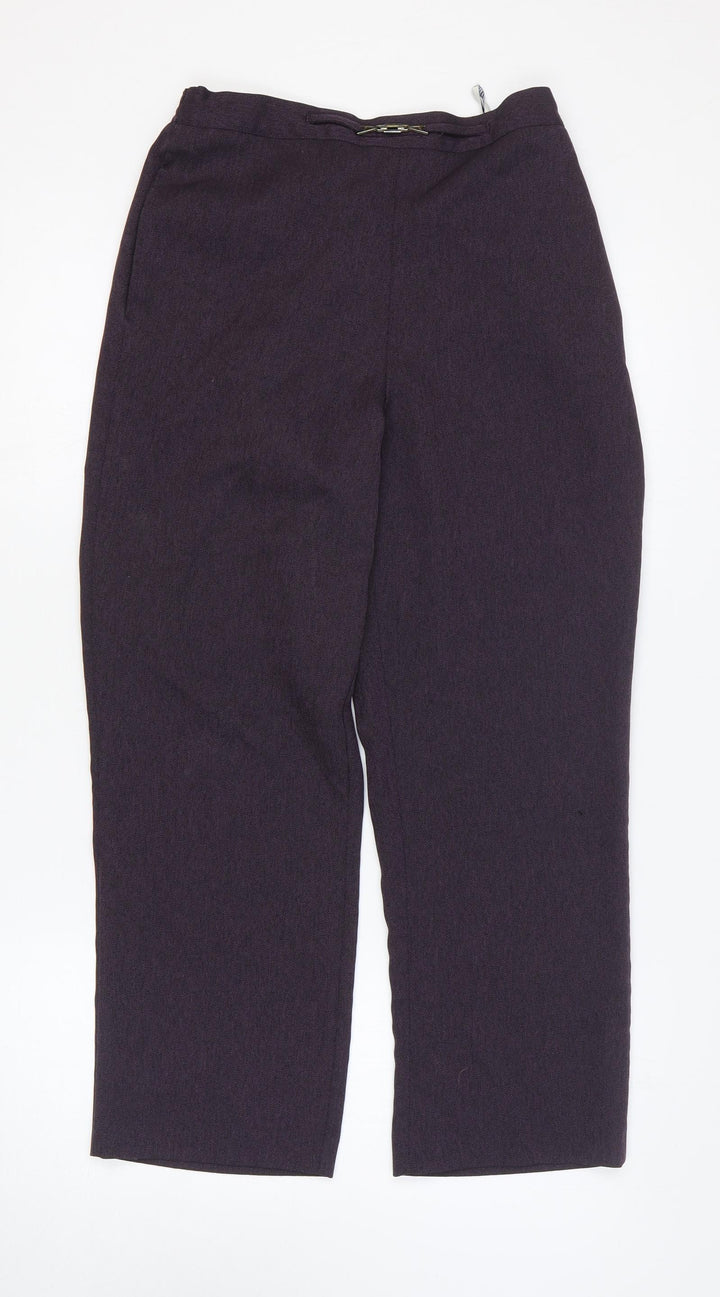 BHS Womens Purple Polyester Trousers Size 10 L24 in Regular
