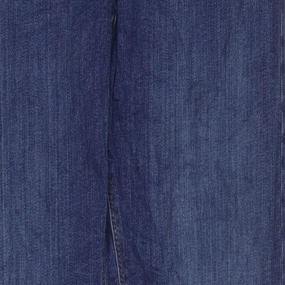 Marks and Spencer Mens Blue Cotton Straight Jeans Size 32 in L31 in Regular Zip