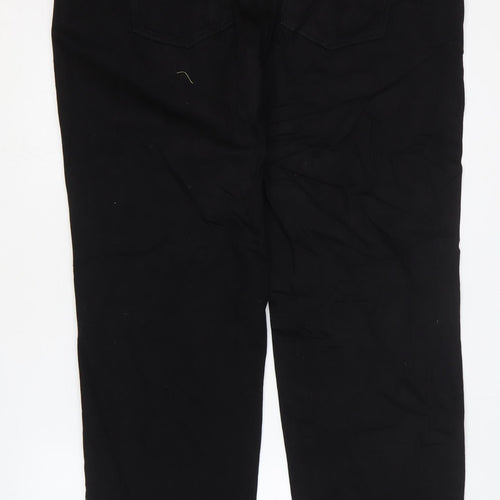 Marks and Spencer Womens Black Cotton Straight Jeans Size 22 L30 in Regular Zip