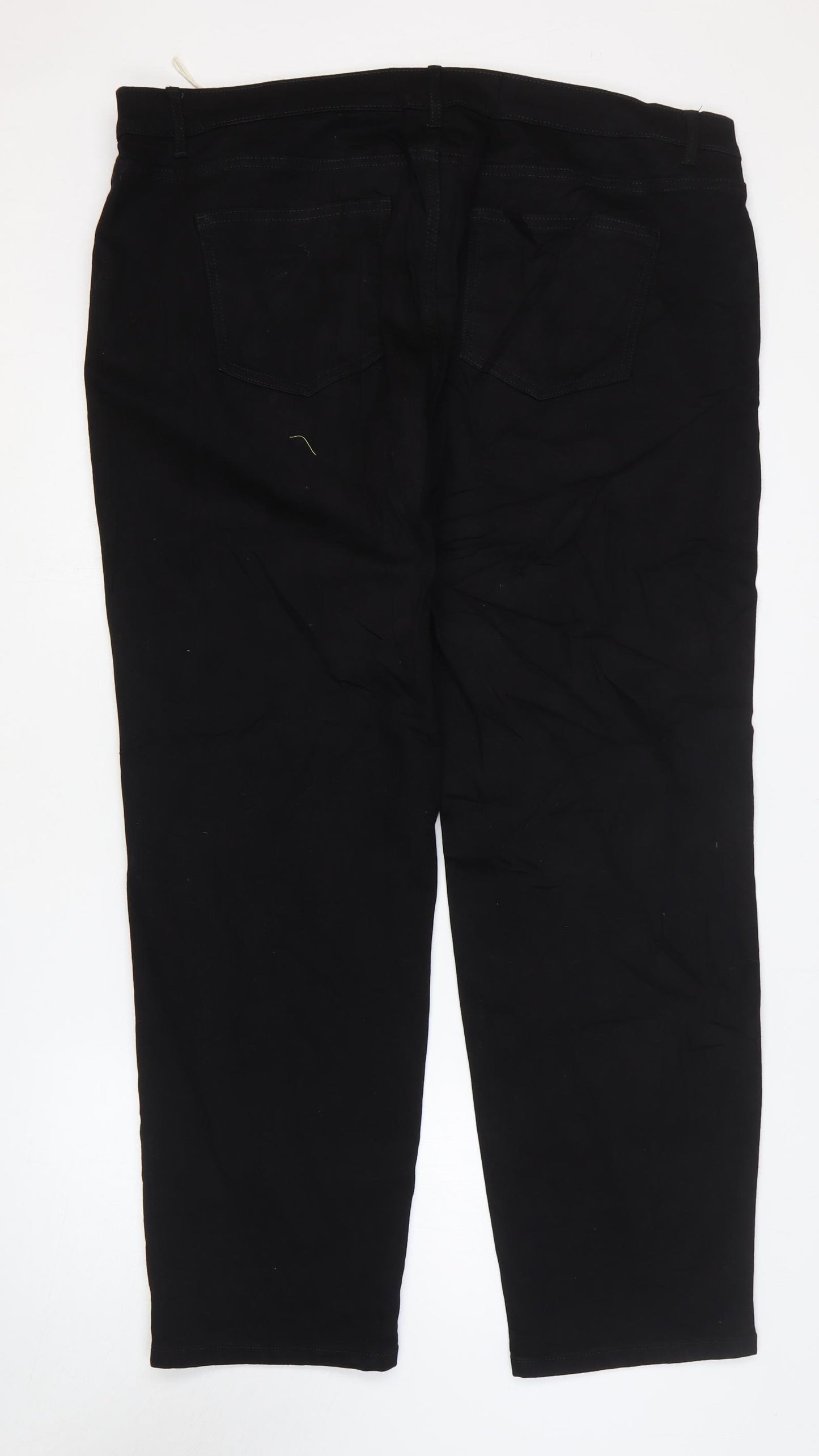 Marks and Spencer Womens Black Cotton Straight Jeans Size 22 L30 in Regular Zip