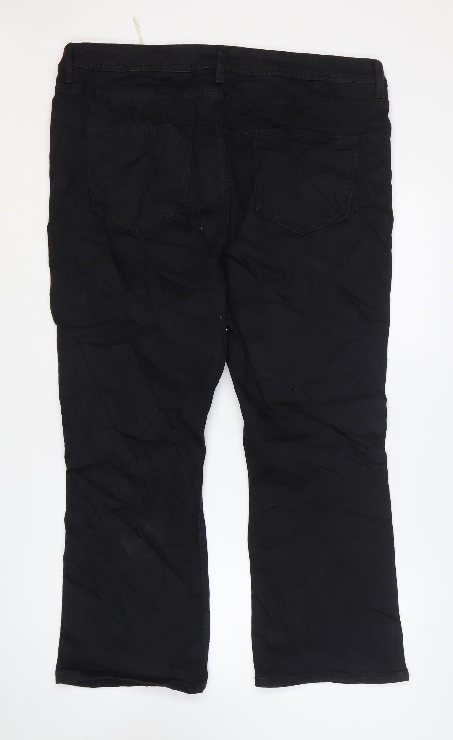Marks and Spencer Womens Black Cotton Flared Jeans Size 20 L26 in Regular Zip
