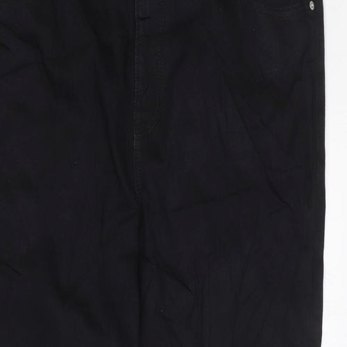 Marks and Spencer Womens Black Cotton Flared Jeans Size 20 L26 in Regular Zip