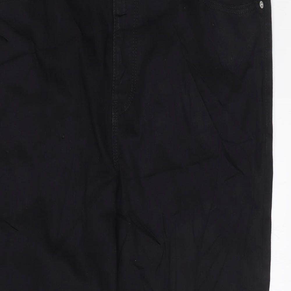 Marks and Spencer Womens Black Cotton Flared Jeans Size 20 L26 in Regular Zip