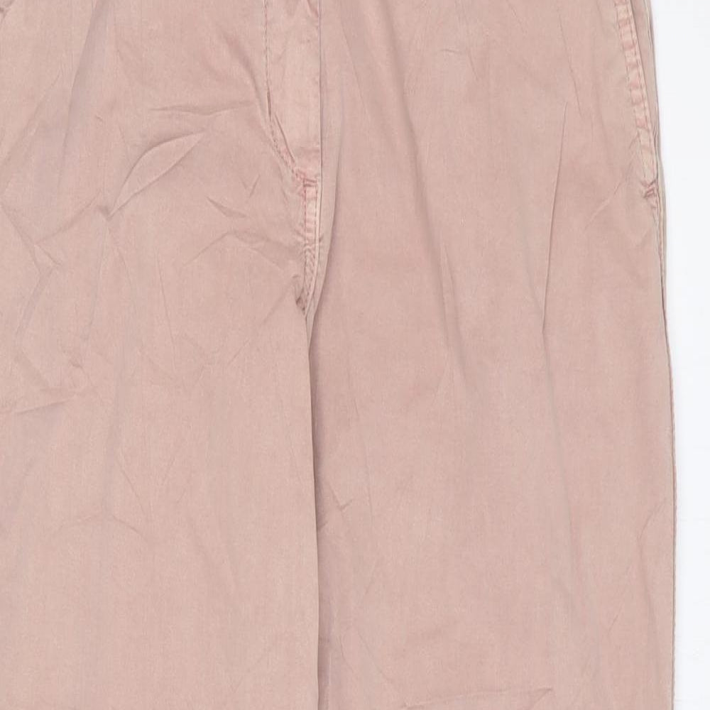 Marks and Spencer Womens Pink Cotton Trousers Size 8 L27 in Regular Zip