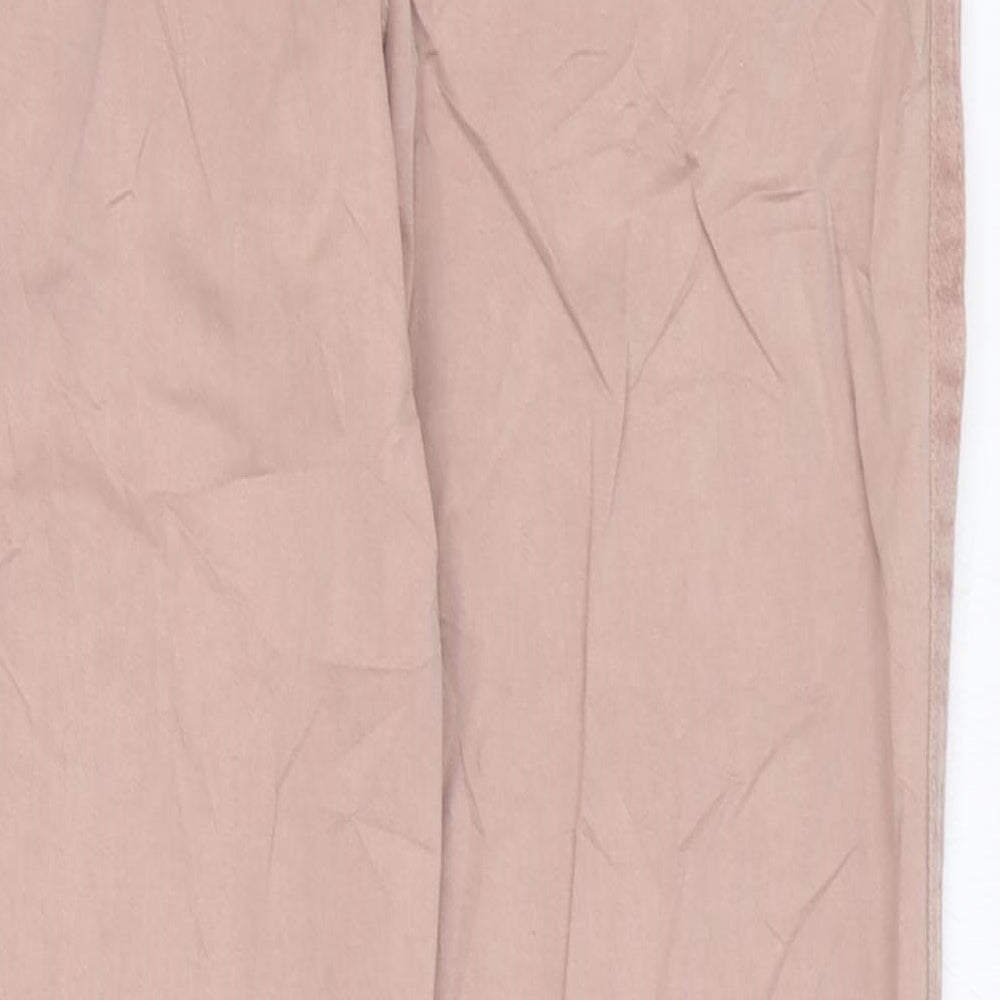 Marks and Spencer Womens Pink Cotton Trousers Size 8 L27 in Regular Zip