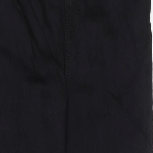 Marks and Spencer Womens Black Cotton Flared Jeans Size 14 L26 in Regular Zip - Cropped