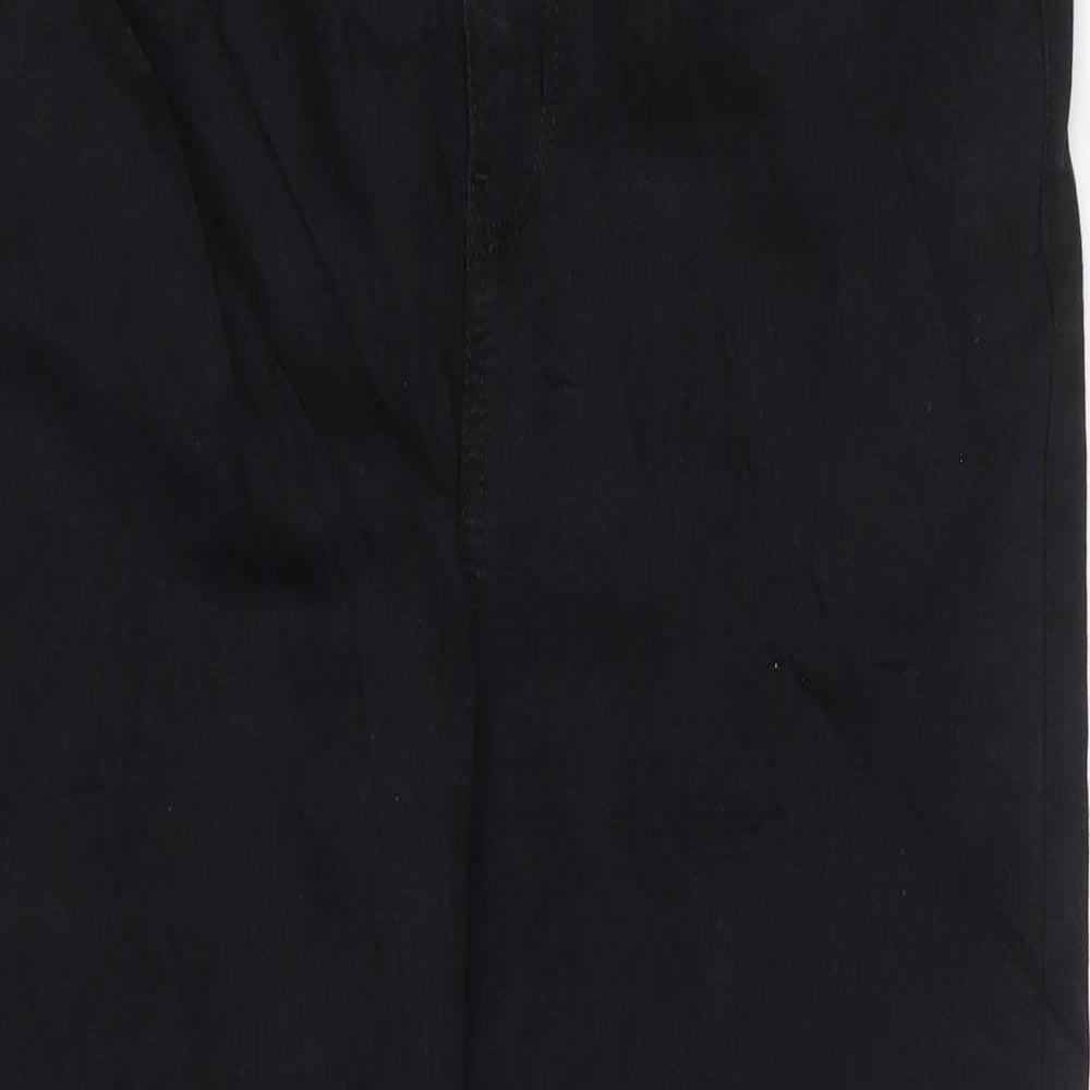 Marks and Spencer Womens Black Cotton Flared Jeans Size 14 L26 in Regular Zip - Cropped