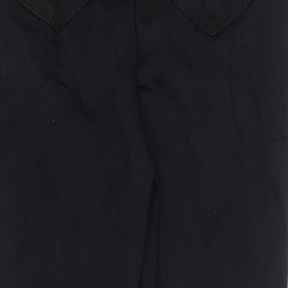 Marks and Spencer Womens Black Cotton Flared Jeans Size 14 L26 in Regular Zip - Cropped