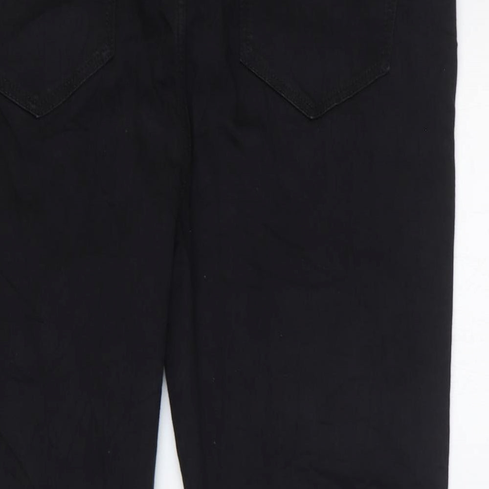 Marks and Spencer Womens Black Cotton Flared Jeans Size 20 L24 in Regular Zip