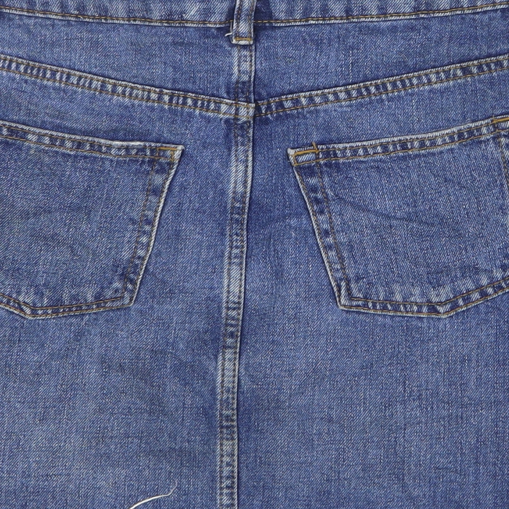 Topshop Womens Blue Cotton Mini Skirt Size 8 Zip