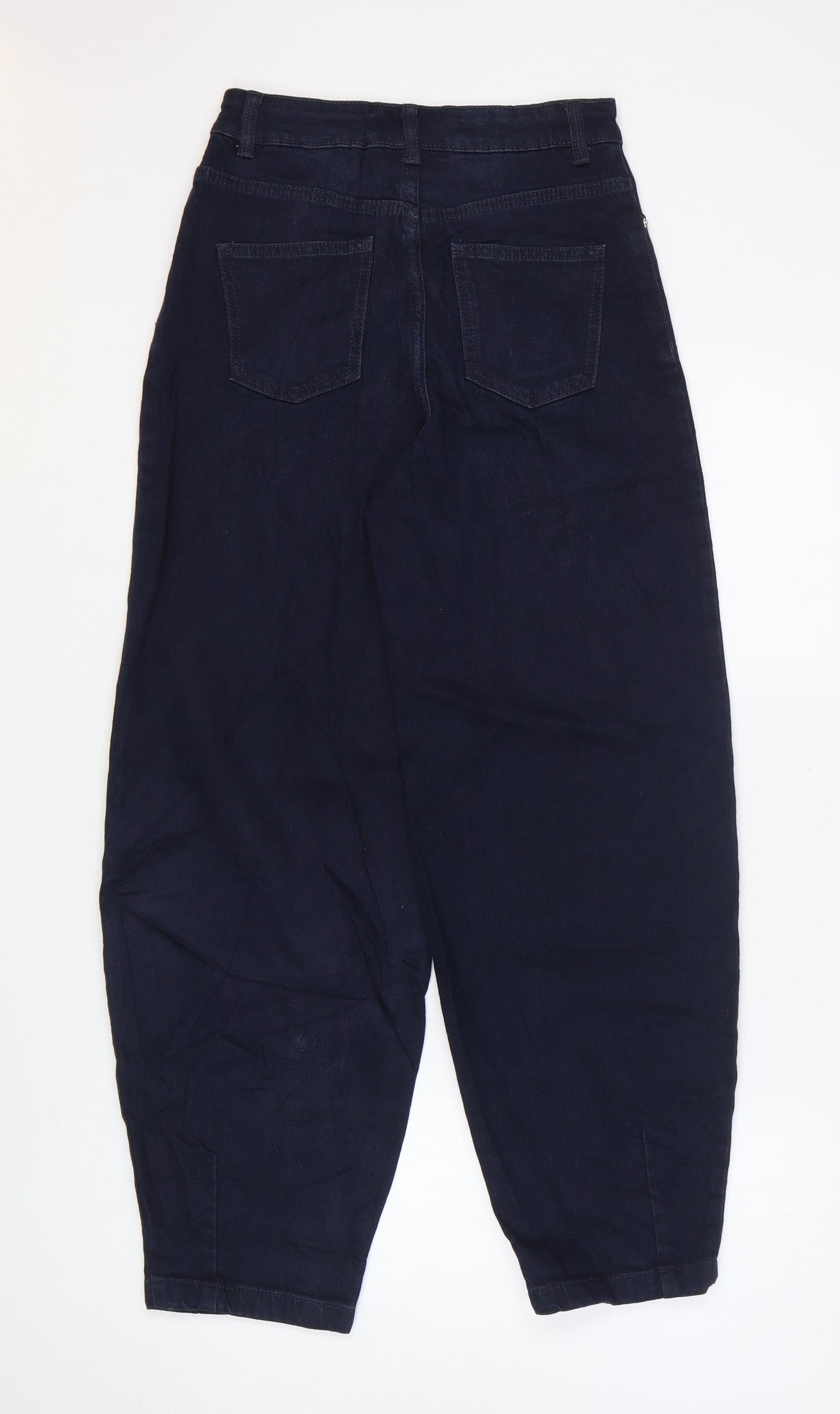 Marks and Spencer Womens Blue Cotton Wide-Leg Jeans Size 6 L27 in Regular Zip