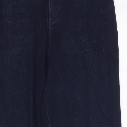 Marks and Spencer Womens Blue Cotton Wide-Leg Jeans Size 6 L27 in Regular Zip