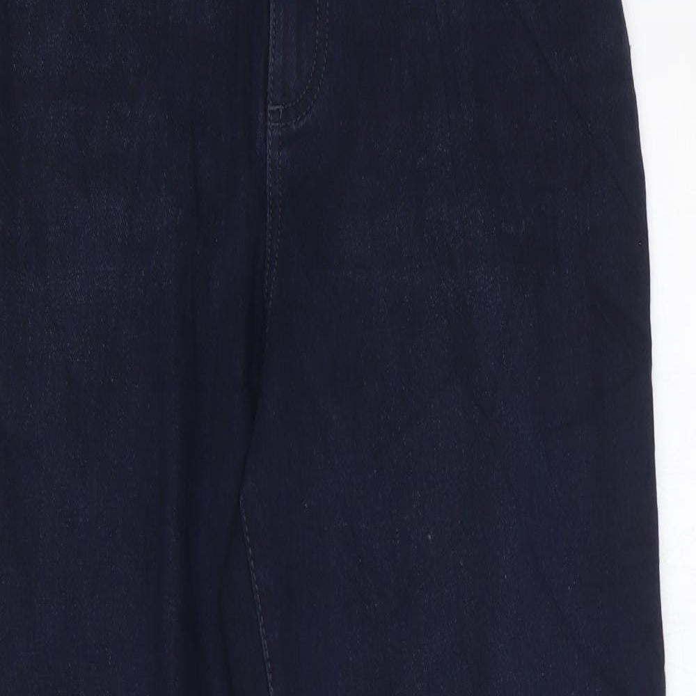 Marks and Spencer Womens Blue Cotton Wide-Leg Jeans Size 6 L27 in Regular Zip