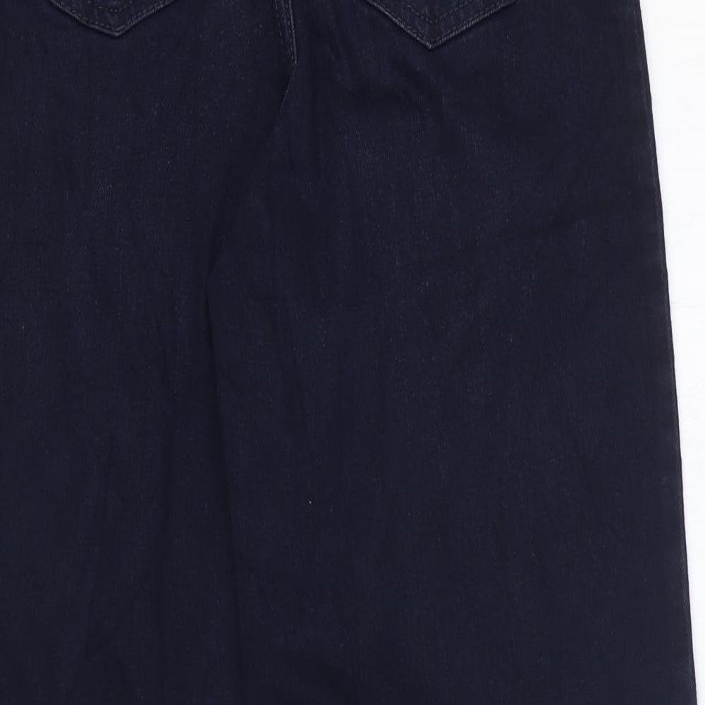 Marks and Spencer Womens Blue Cotton Wide-Leg Jeans Size 6 L27 in Regular Zip