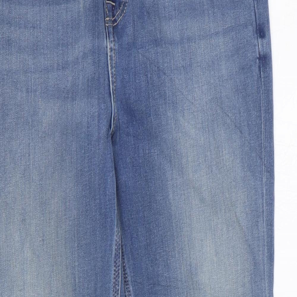 Marks and Spencer Womens Blue Cotton Straight Jeans Size 12 L28 in Regular Zip