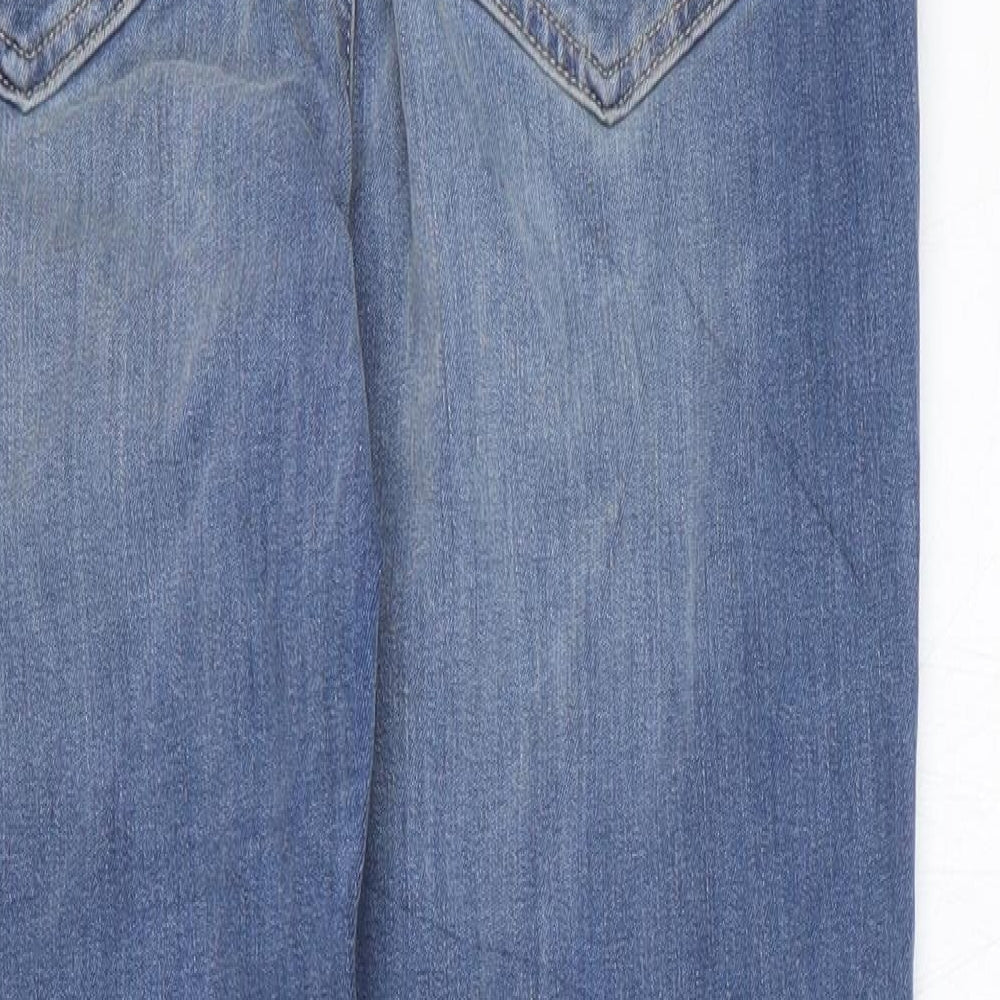 Marks and Spencer Womens Blue Cotton Straight Jeans Size 12 L28 in Regular Zip