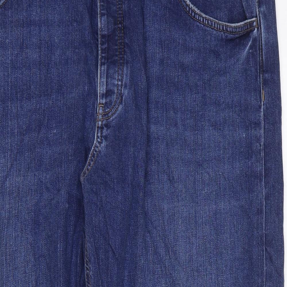 Marks and Spencer Womens Blue Cotton Boyfriend Jeans Size 20 L26 in Regular Zip