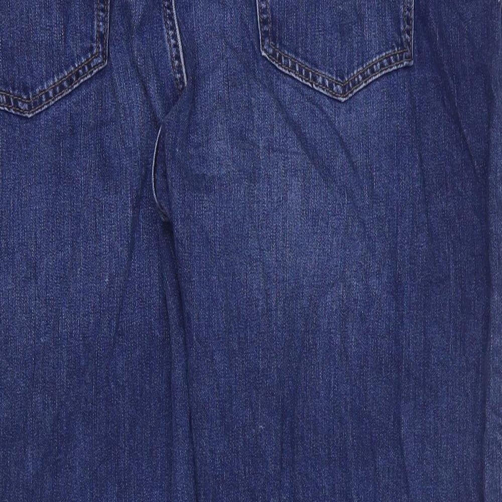 Marks and Spencer Womens Blue Cotton Boyfriend Jeans Size 20 L26 in Regular Zip