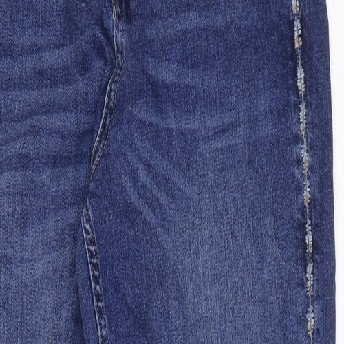 Marks and Spencer Womens Blue Cotton Mom Jeans Size 8 L28 in Regular Zip