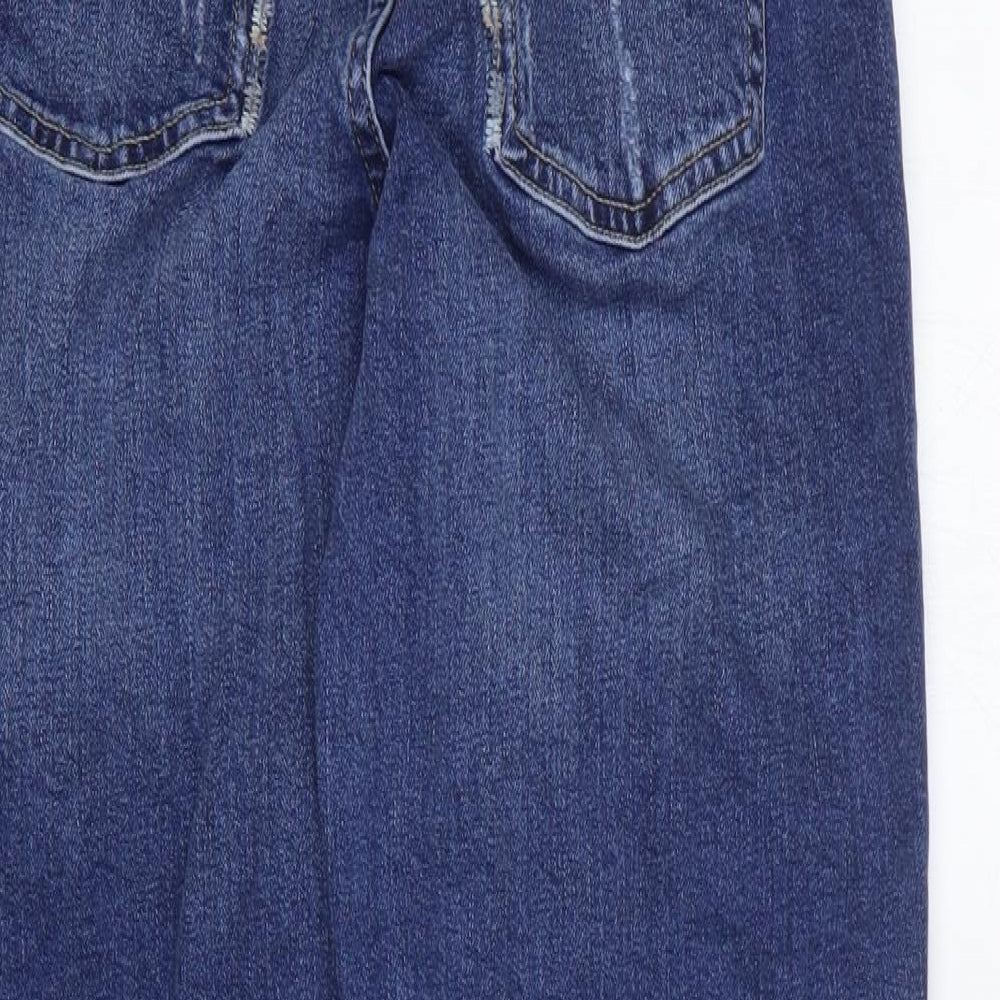 Marks and Spencer Womens Blue Cotton Mom Jeans Size 8 L28 in Regular Zip