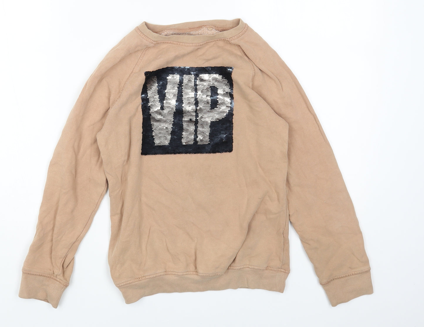 NEXT Womens Beige Round Neck Cotton Pullover Jumper - VIP