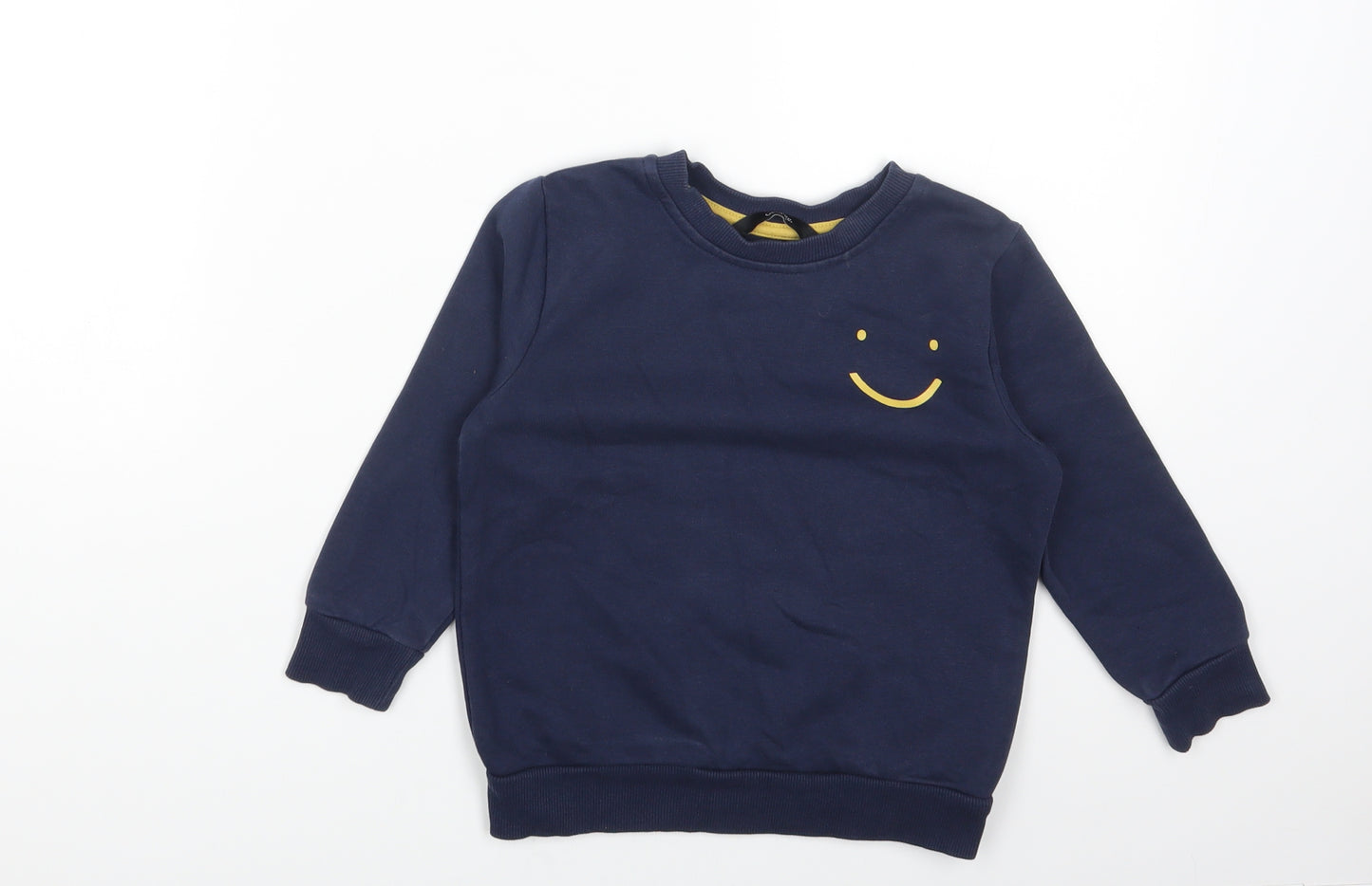 George Boys Blue Round Neck Cotton Pullover Jumper Size 3-4 Years Pullover - Smiley Face