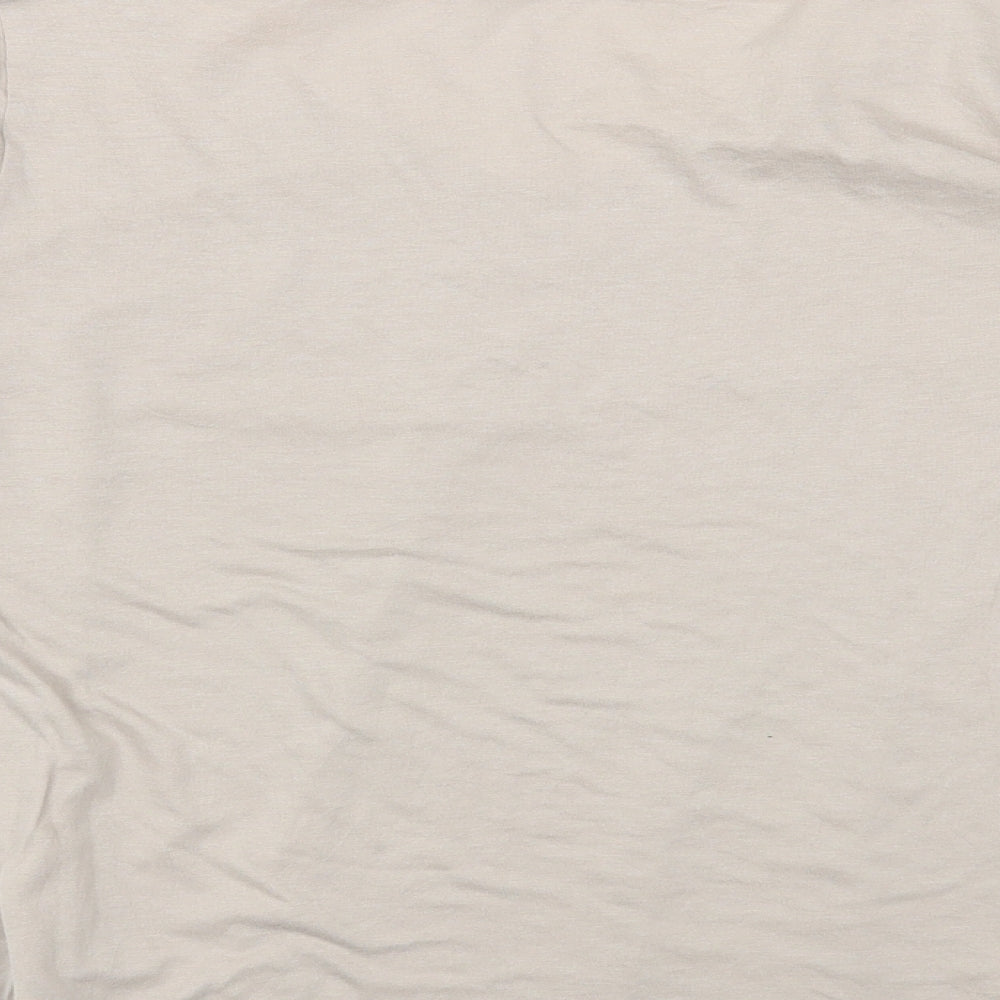 BONSOIR Womens Beige Modal Basic T-Shirt Size M V-Neck