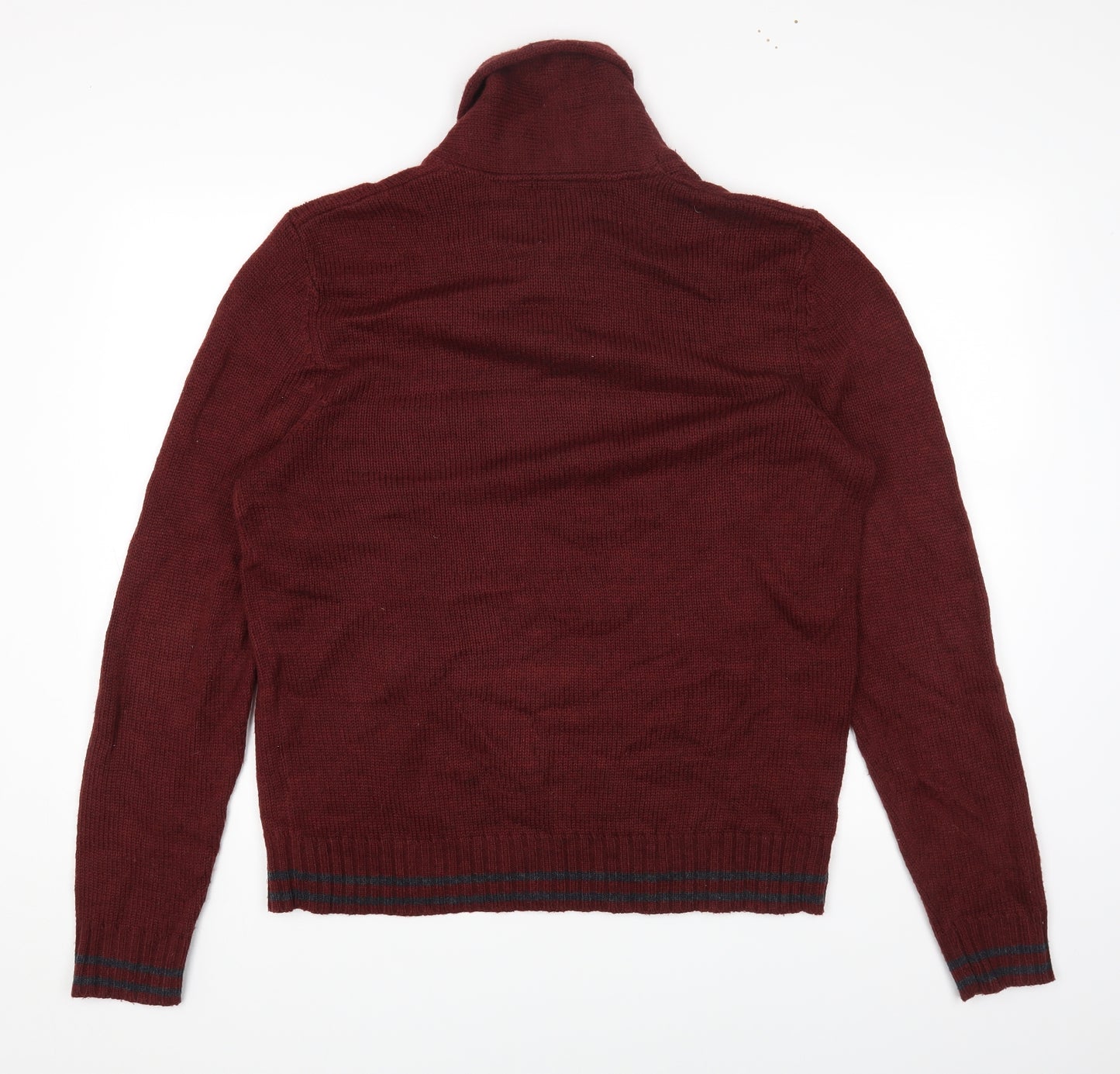 Holmes Mens Red Roll Neck Acrylic Henley Jumper Size L
