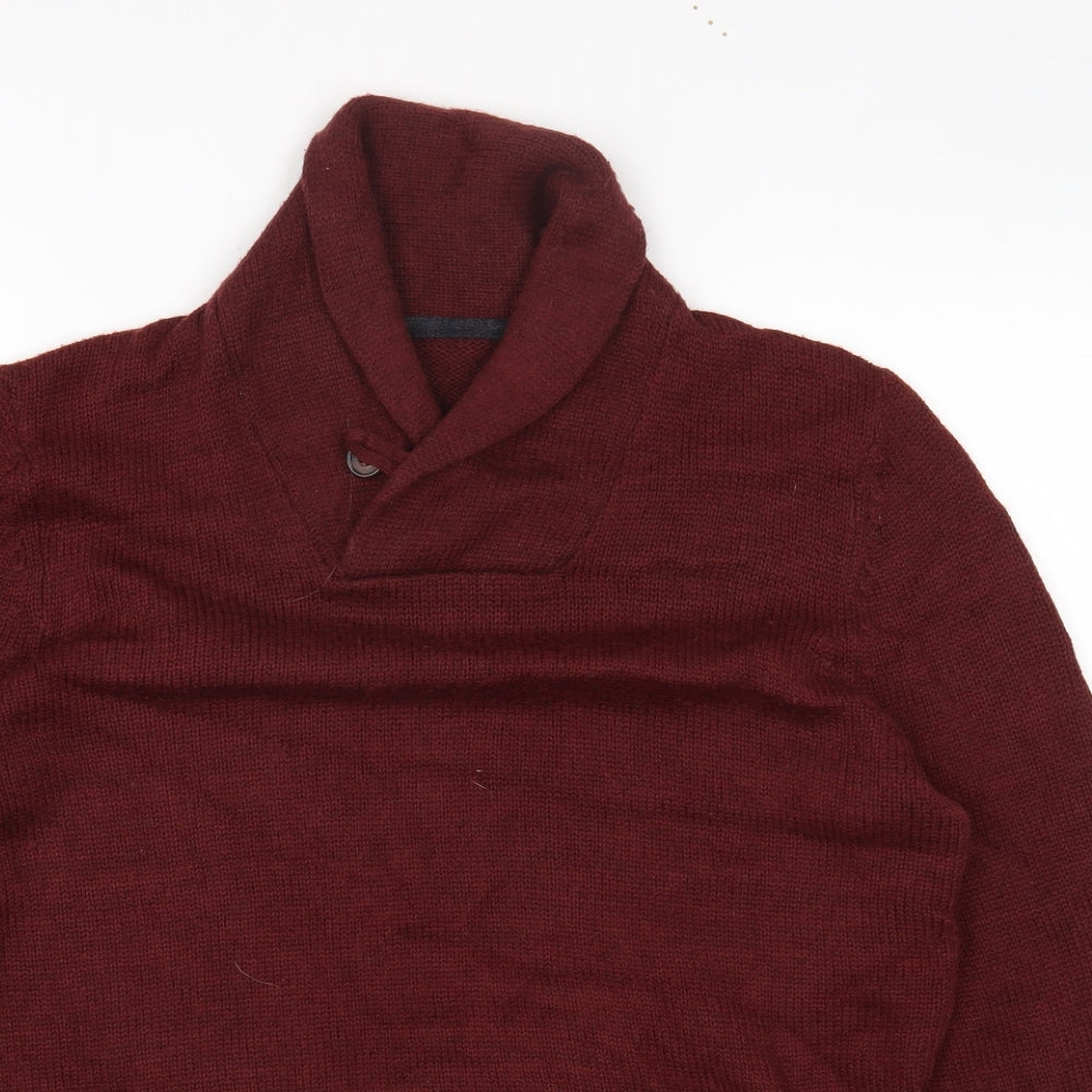 Holmes Mens Red Roll Neck Acrylic Henley Jumper Size L