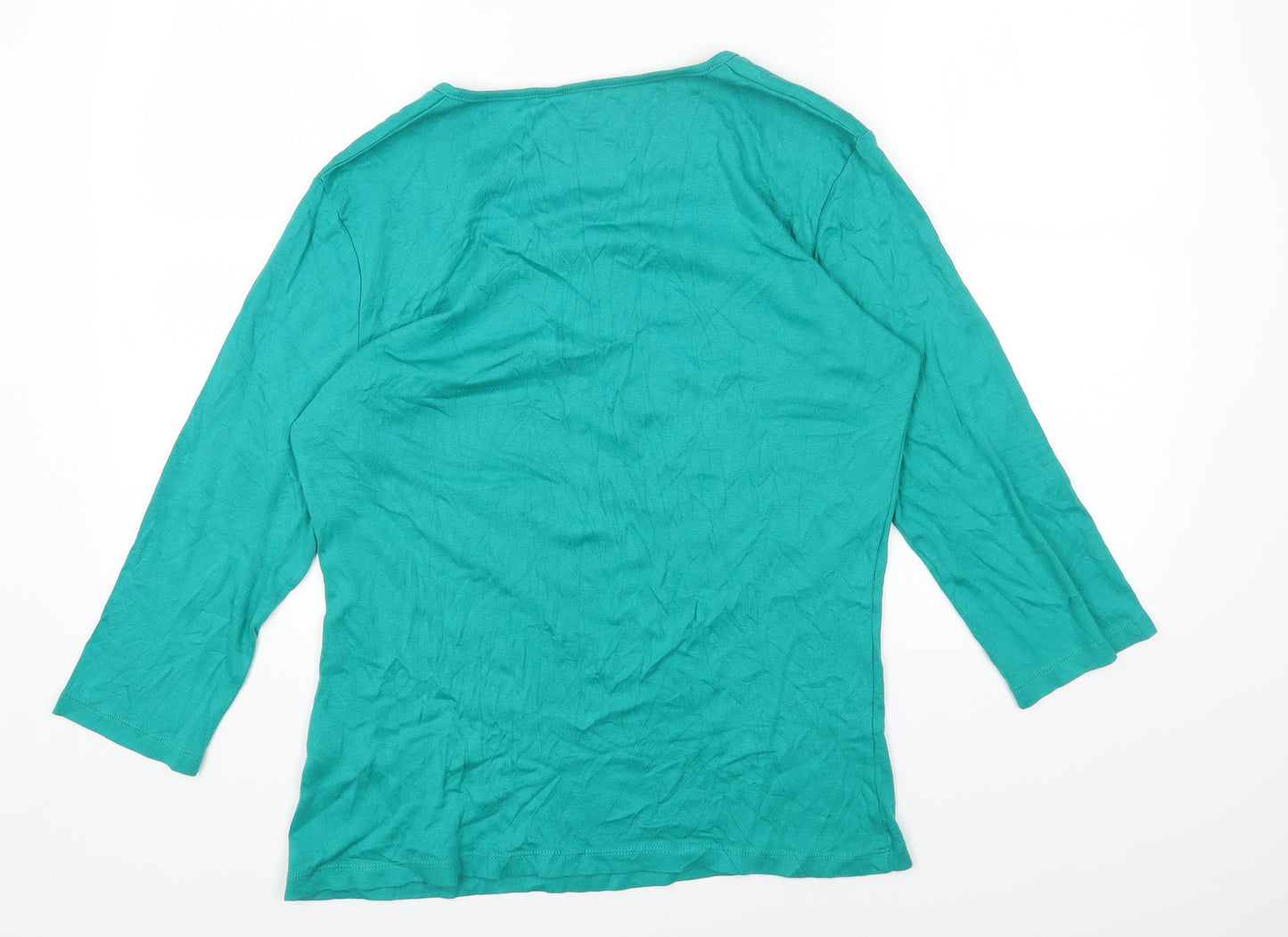 M&Co Womens Green Cotton Basic T-Shirt Size 2XL Scoop Neck