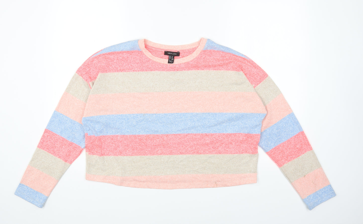 New Look Womens Multicoloured Round Neck Striped Viscose Pullover Jumper Size M