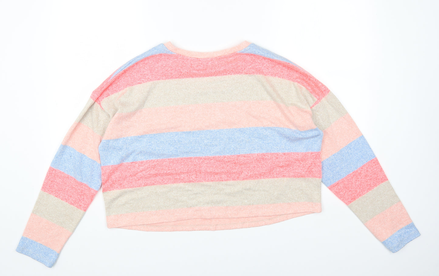 New Look Womens Multicoloured Round Neck Striped Viscose Pullover Jumper Size M