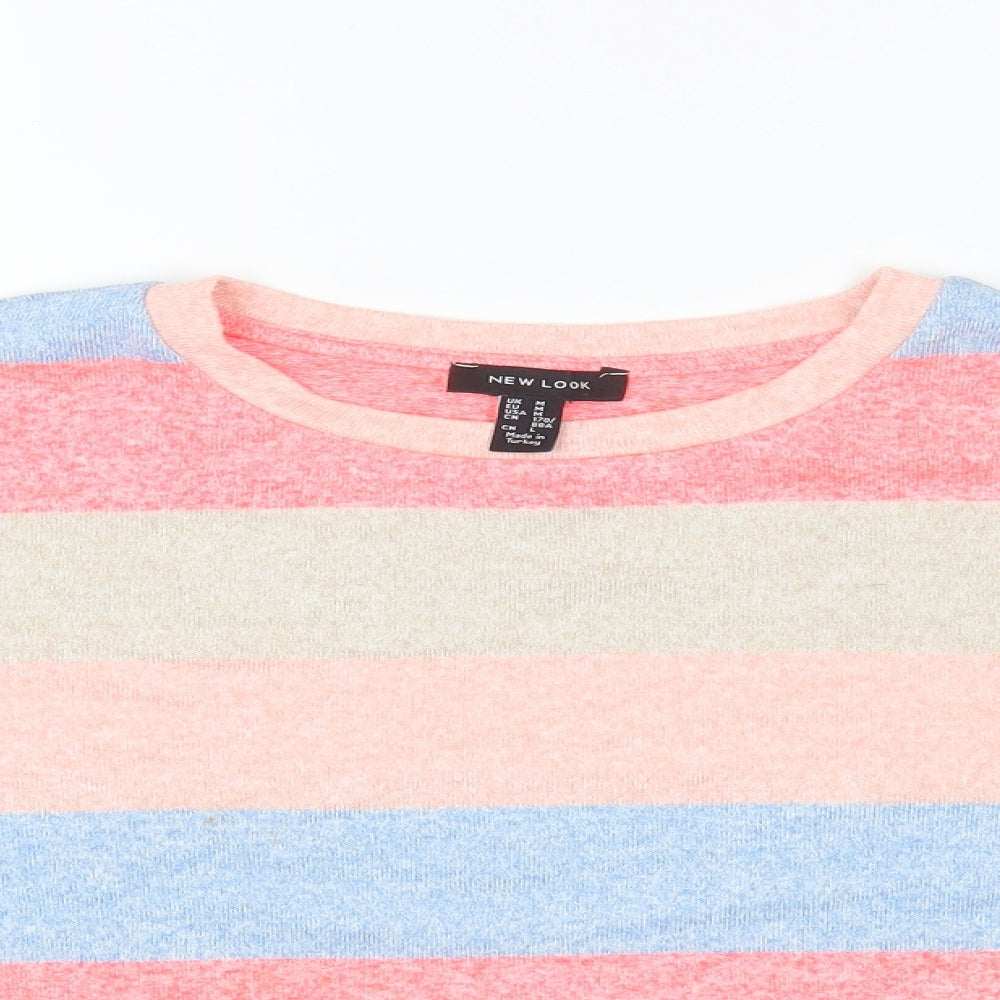 New Look Womens Multicoloured Round Neck Striped Viscose Pullover Jumper Size M