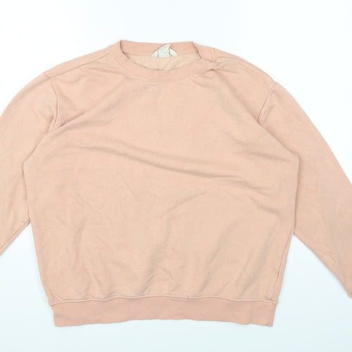 H&M Womens Pink Round Neck Cotton Pullover Jumper Size M