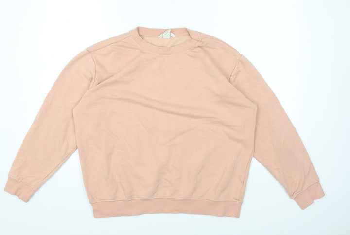 H&M Womens Pink Round Neck Cotton Pullover Jumper Size M