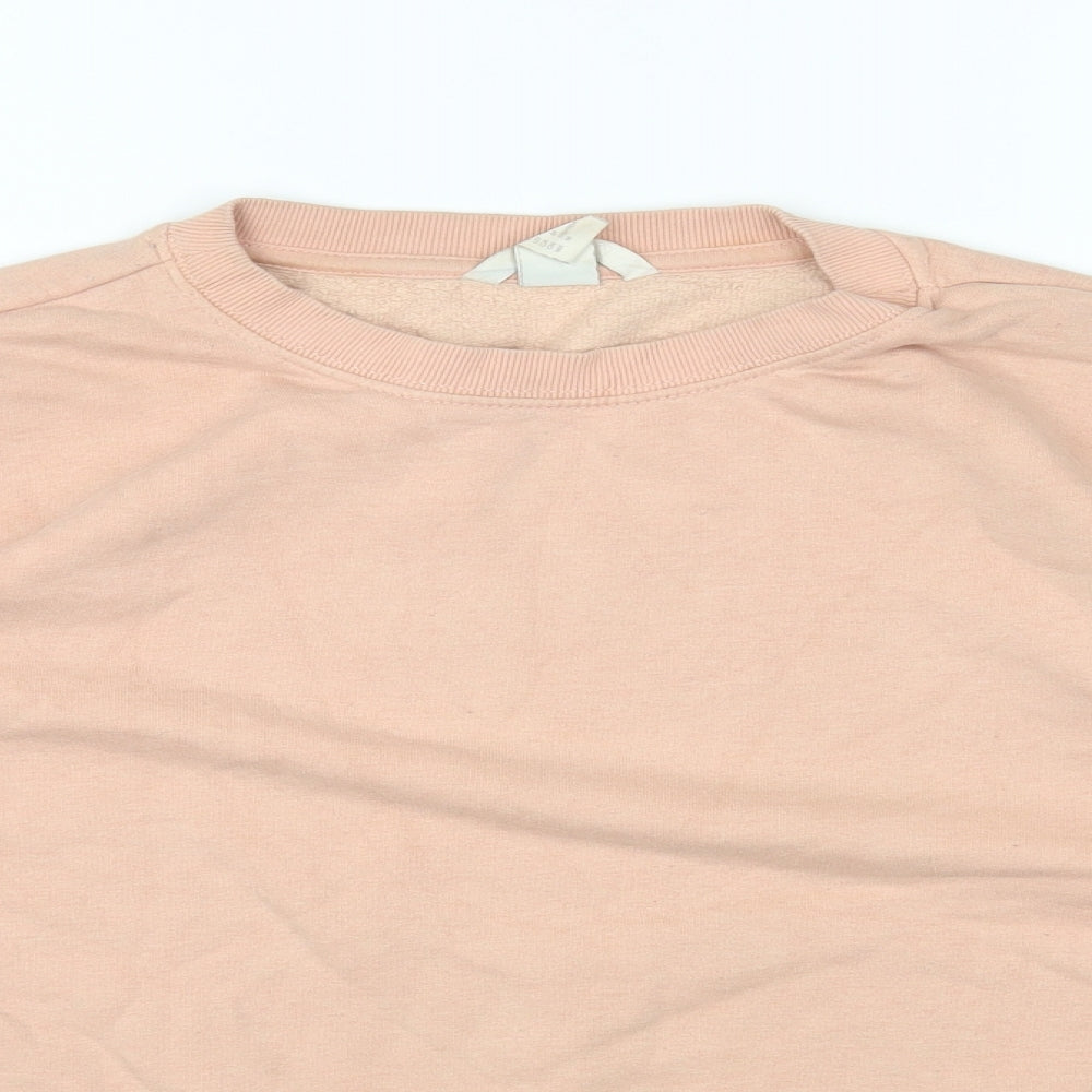 H&M Womens Pink Round Neck Cotton Pullover Jumper Size M