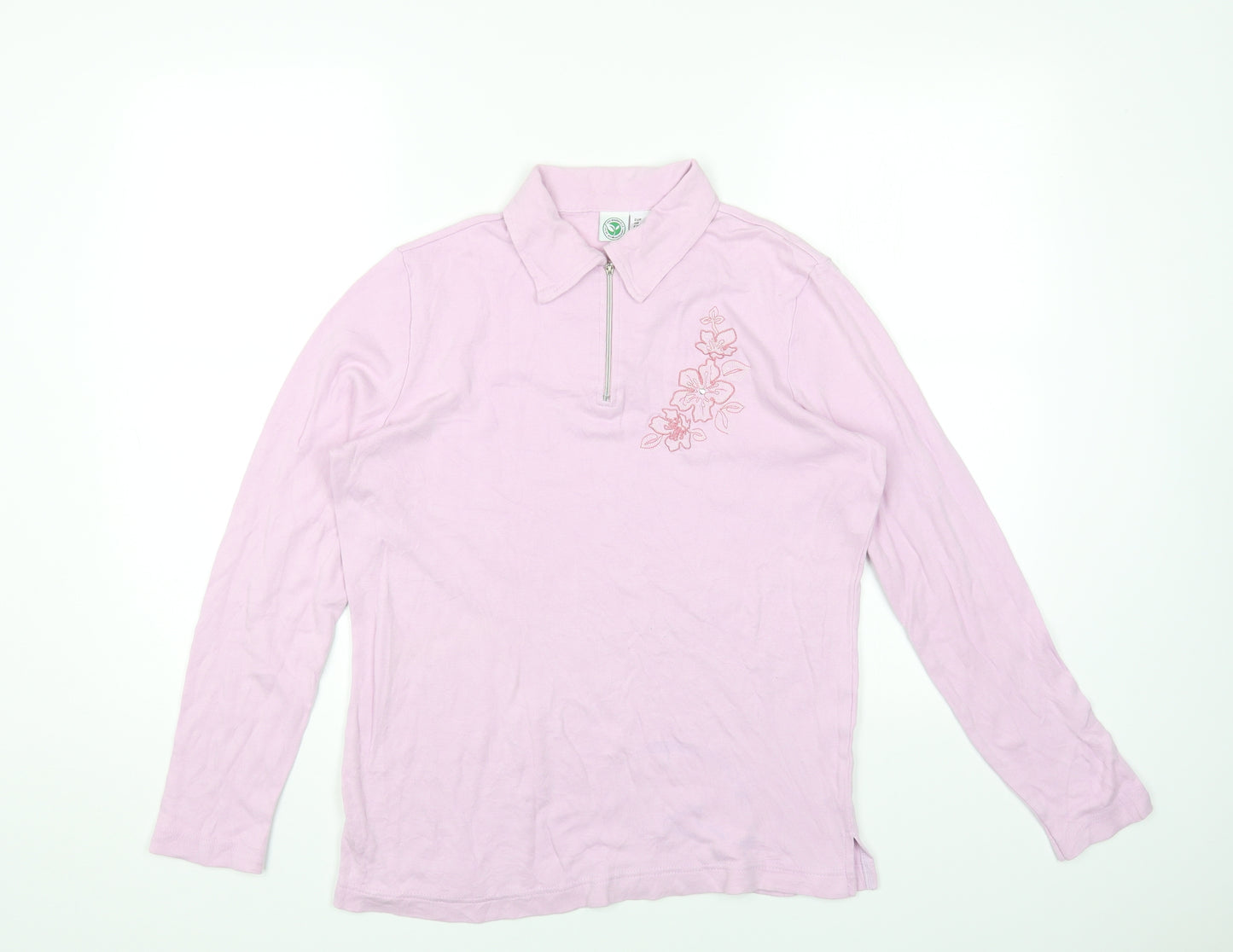 PURE WEAR Womens Purple Collared Cotton Pullover Jumper Size 14